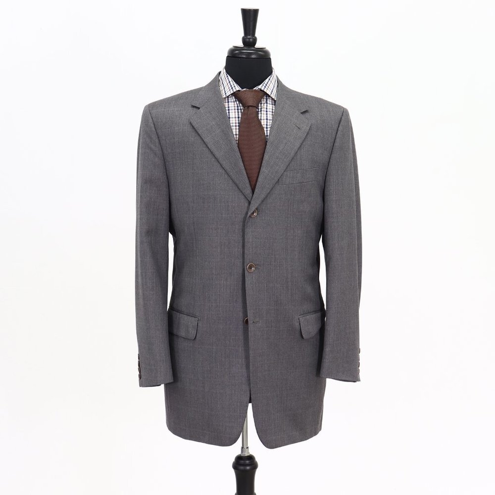 Trussini 40L Gray Check 3-Button Sport Coat Blazer Jacket B322